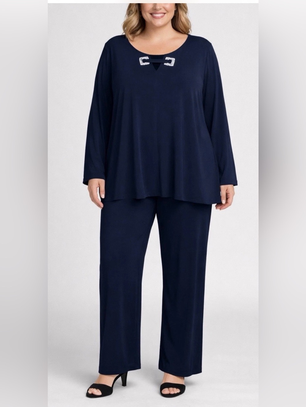 Nina Leonard Women’s 2 Pc Sz XL Pant Set Navy